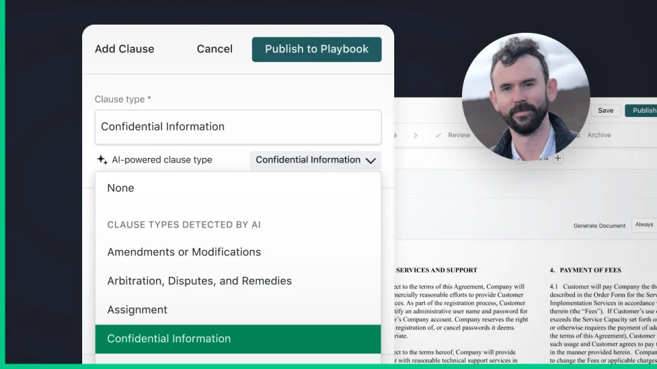 title card showing custom ai clauses