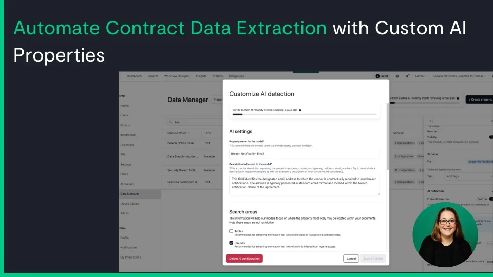 title card for demo video on contract data extraction with custom ai properties