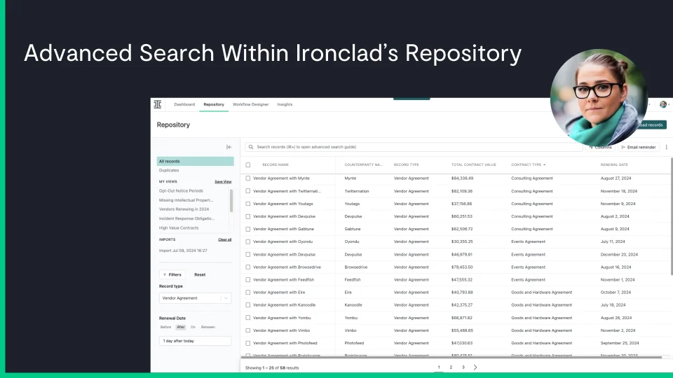 title card for the product demo video for advanced search in the repository