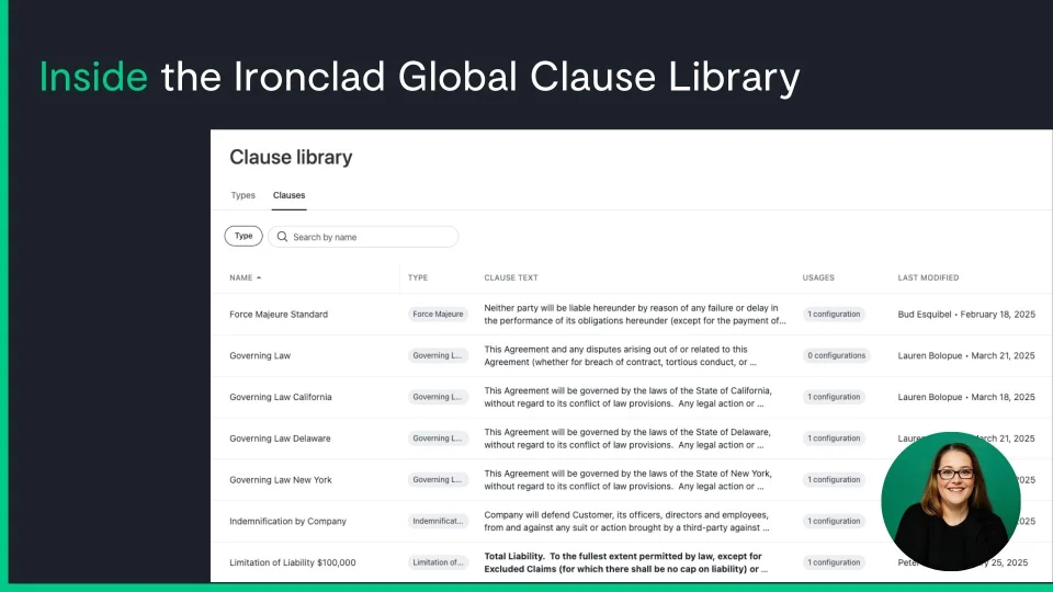 title card for product video on the global clause library