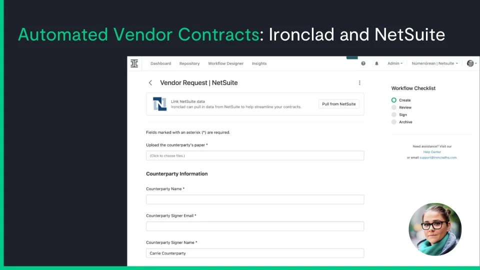 title card for ironclad and netsuite integration product video