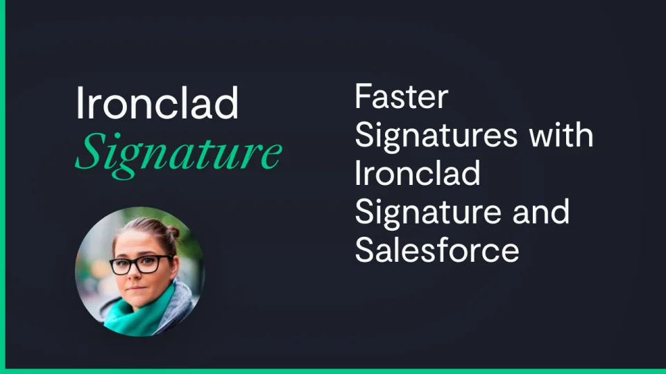 title card for ironclad signature and salesforce integration product demo video