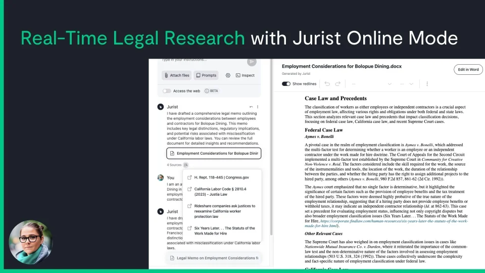 title card for legal research product demo with jurist