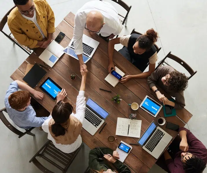 a business team working on their purchasing process