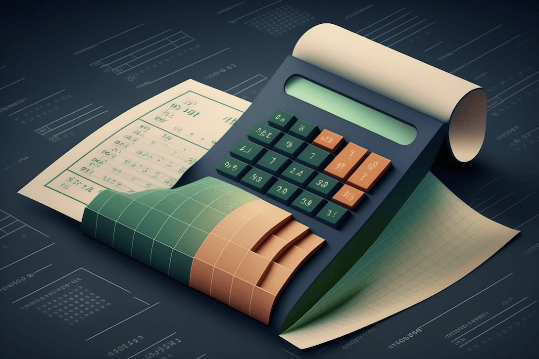 illustration of purchase order and adding machine
