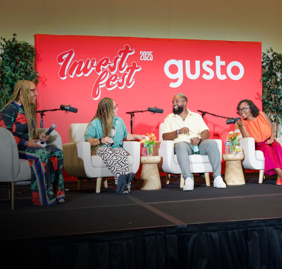 panel of speakers at a gusto event